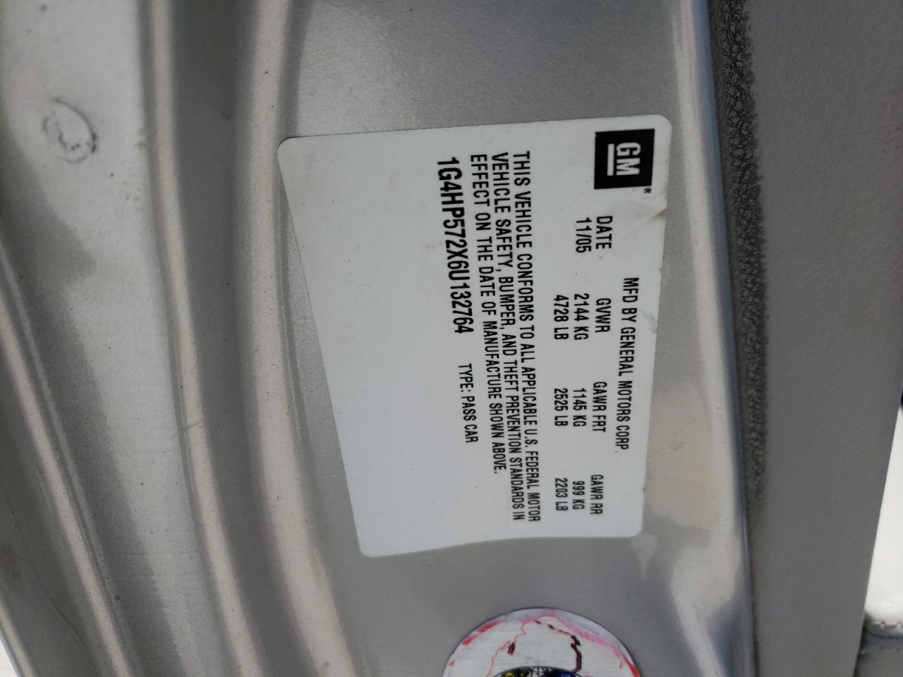 Photo 10 from auction – 2006 BUICK LUCERNE CX with VIN 1G4HP572X6U132764