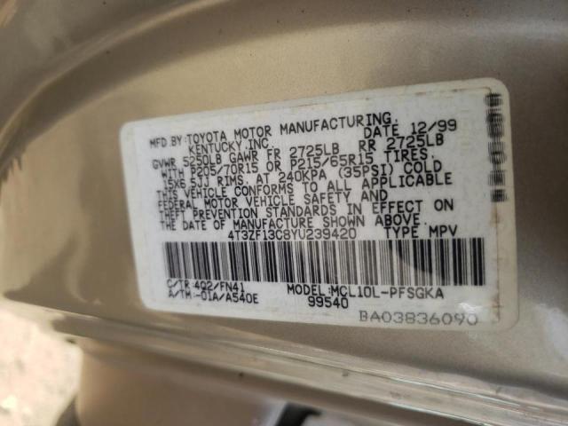 Photo 10 from auction – 2000 TOYOTA SIENNA LE with VIN 4T3ZF13C8YU239420