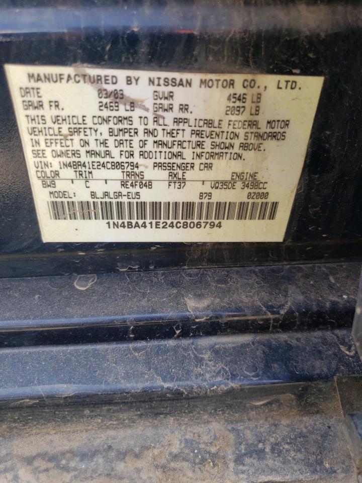 Photo 10 from auction – 2004 NISSAN MAXIMA SE with VIN 1N4BA41E24C806794