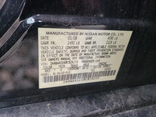 Photo 10 from auction – 2008 NISSAN MAXIMA SE with VIN 1N4BA41E68C826200