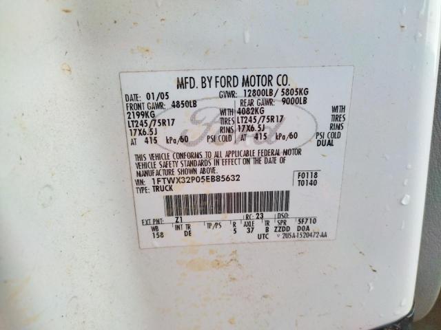 Photo 10 from auction – 2005 FORD F350 SUPER with VIN 1FTWX32P05EB85632