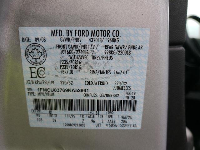 Photo 10 from auction – 2009 FORD ESCAPE XLT with VIN 1FMCU03769KA52661