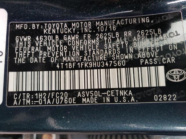 Photo 10 from auction – 2017 TOYOTA CAMRY LE with VIN 4T1BF1FK9HU347560