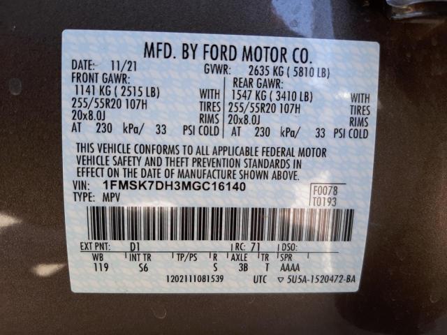 Photo 10 from auction – 2021 FORD EXPLORER X with VIN 1FMSK7DH3MGC16140