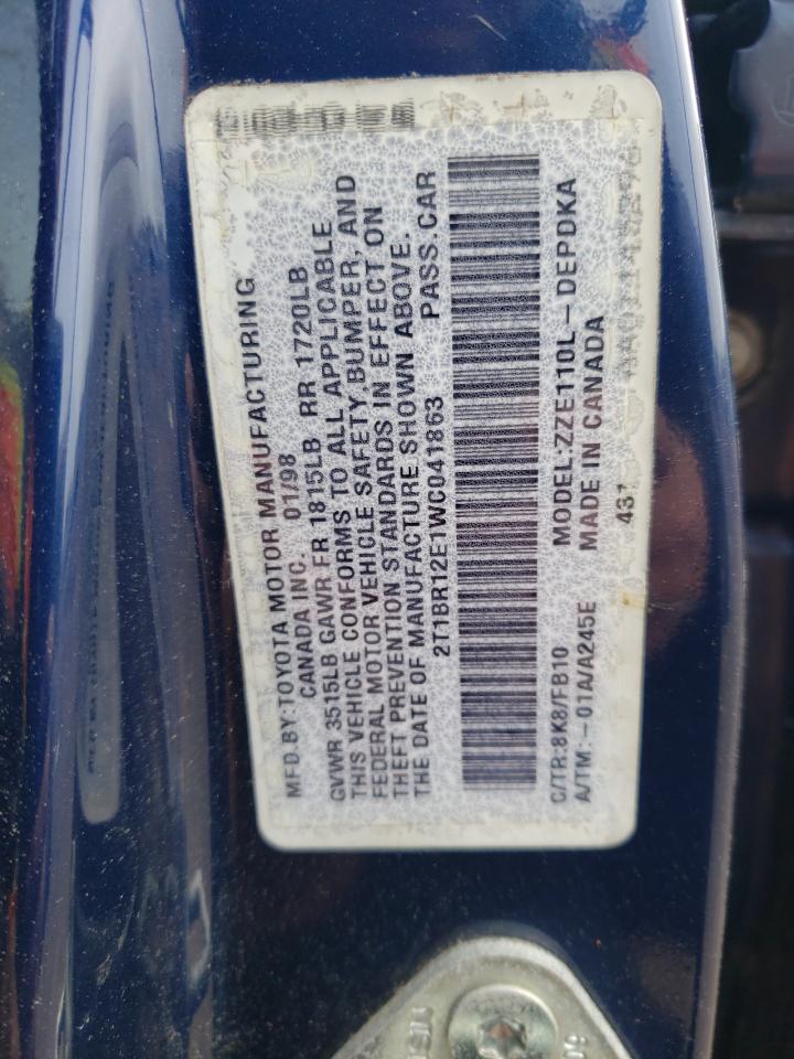 Photo 10 from auction – 1998 TOYOTA COROLLA VE with VIN 2T1BR12E1WC041863