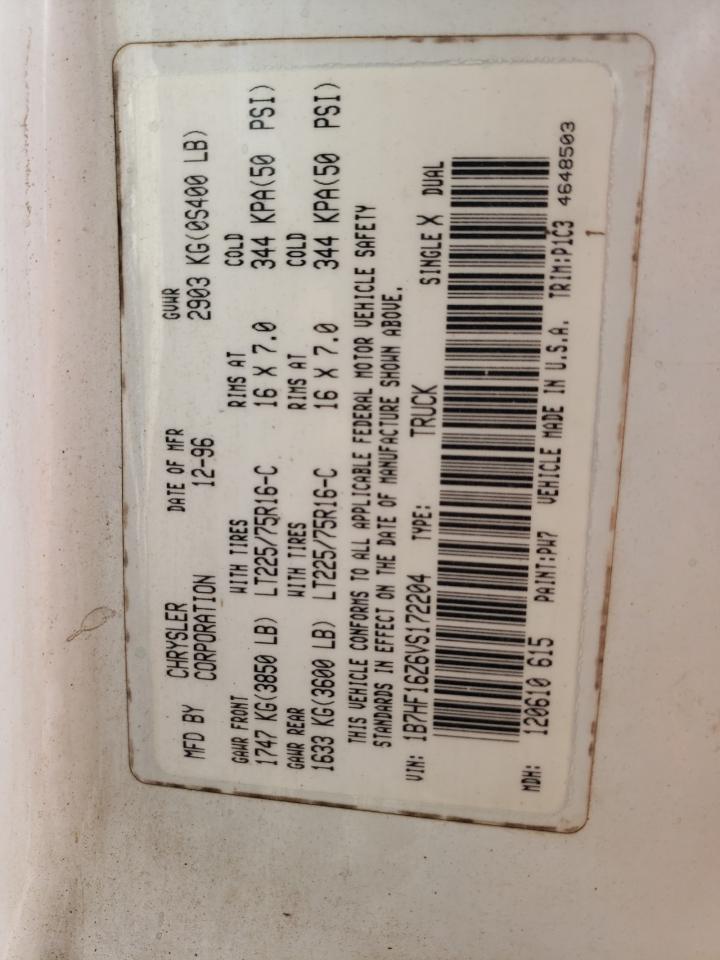Photo 10 from auction – 1997 DODGE RAM 1500 with VIN 1B7HF16Z6VS172204