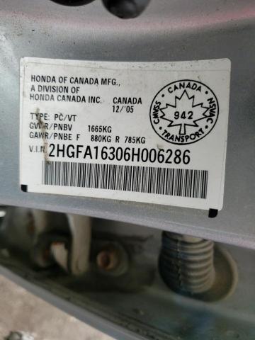 Photo 10 from auction – 2006 HONDA CIVIC DX V with VIN 2HGFA16306H006286