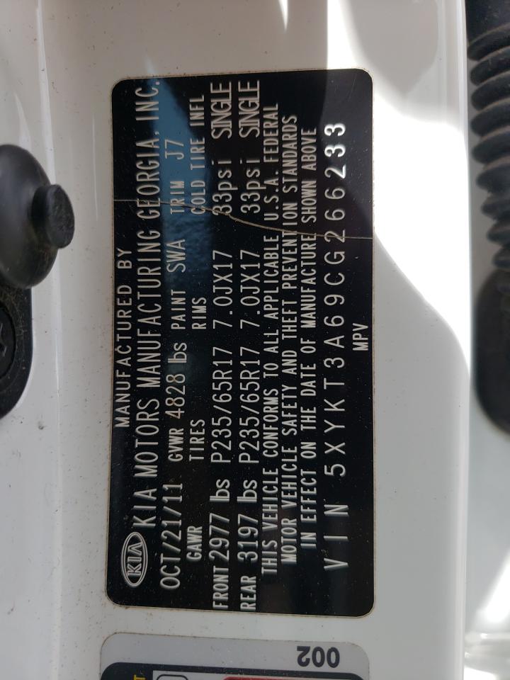 Photo 10 from auction – 2012 KIA SORENTO BA with VIN 5XYKT3A69CG266233