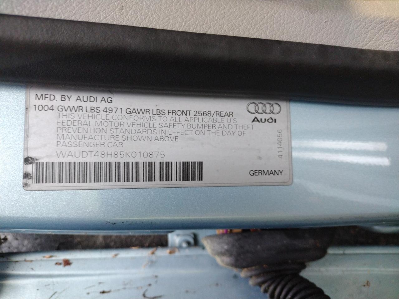 Photo 10 from auction – 2005 AUDI A4 QUATTRO with VIN WAUDT48H85K010875