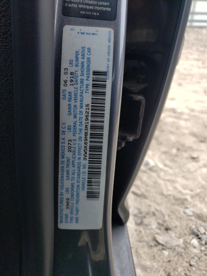 Photo 10 from auction – 2003 VOLKSWAGEN JETTA with VIN 3VWSK69M83M196215