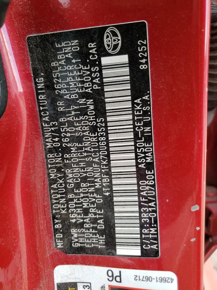 Photo 10 from auction – 2013 TOYOTA CAMRY L with VIN 4T1BF1FK7DU683525