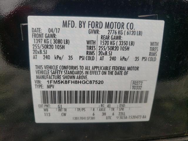 Photo 10 from auction – 2017 FORD EXPLORER L with VIN 1FM5K8FH8HGC87520
