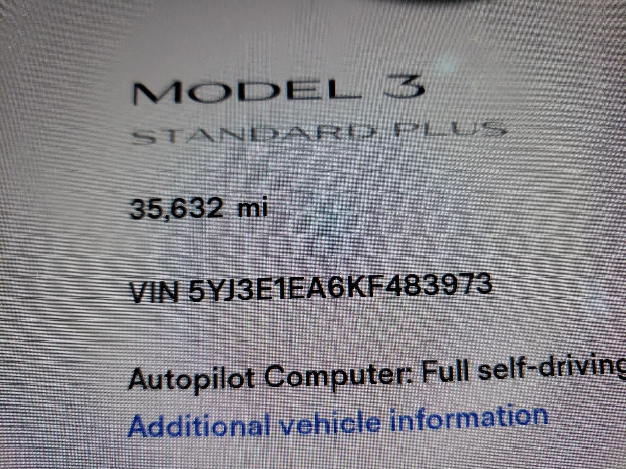 Photo 8 from auction – 2019 TESLA MODEL 3 with VIN 5YJ3E1EA6KF483973