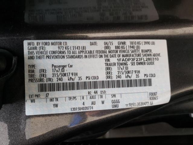 Photo 10 from auction – 2015 FORD FOCUS SE with VIN 1FADP3F23FL280310
