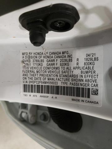 Photo 10 from auction – 2021 HONDA CIVIC LX with VIN 2HGFC2F64MH556033