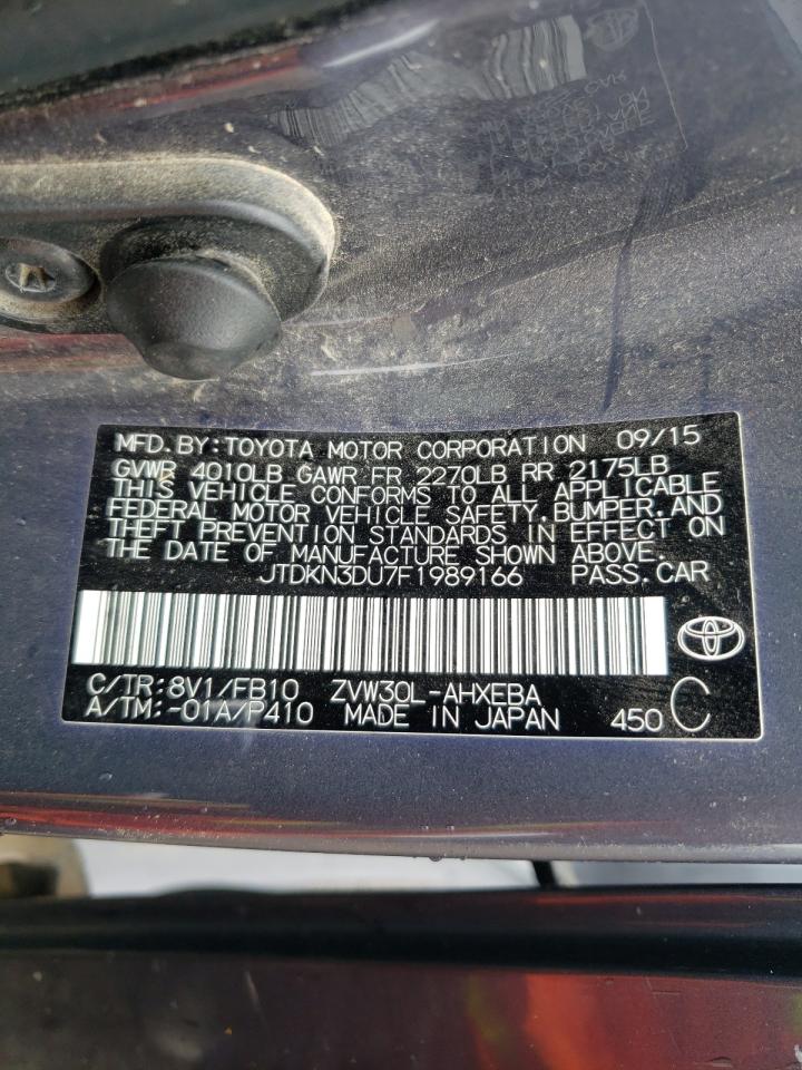 Photo 10 from auction – 2015 TOYOTA PRIUS with VIN JTDKN3DU7F1989166