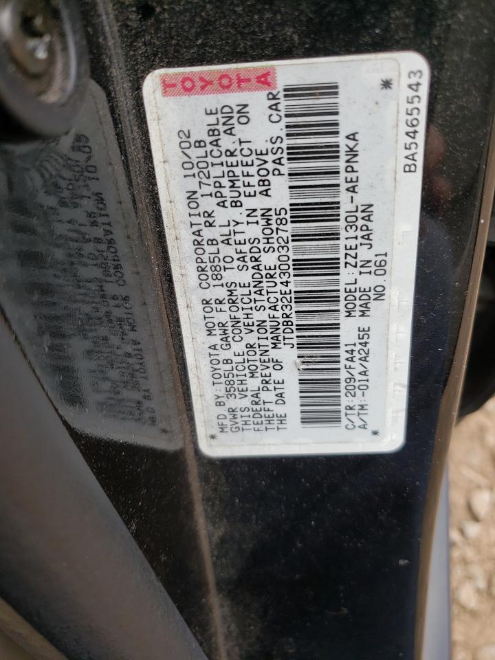 Photo 10 from auction – 2003 TOYOTA COROLLA CE with VIN JTDBR32E430032785