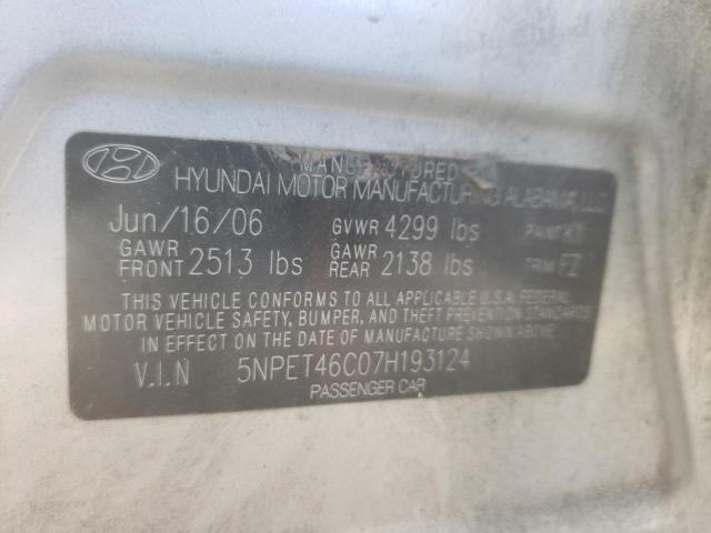 Photo 10 from auction – 2007 HYUNDAI SONATA GLS with VIN 5NPET46C07H193124