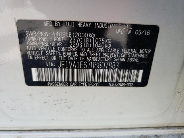 Photo 10 from auction – 2017 SUBARU WRX PREMIU with VIN JF1VA1E67H8807883