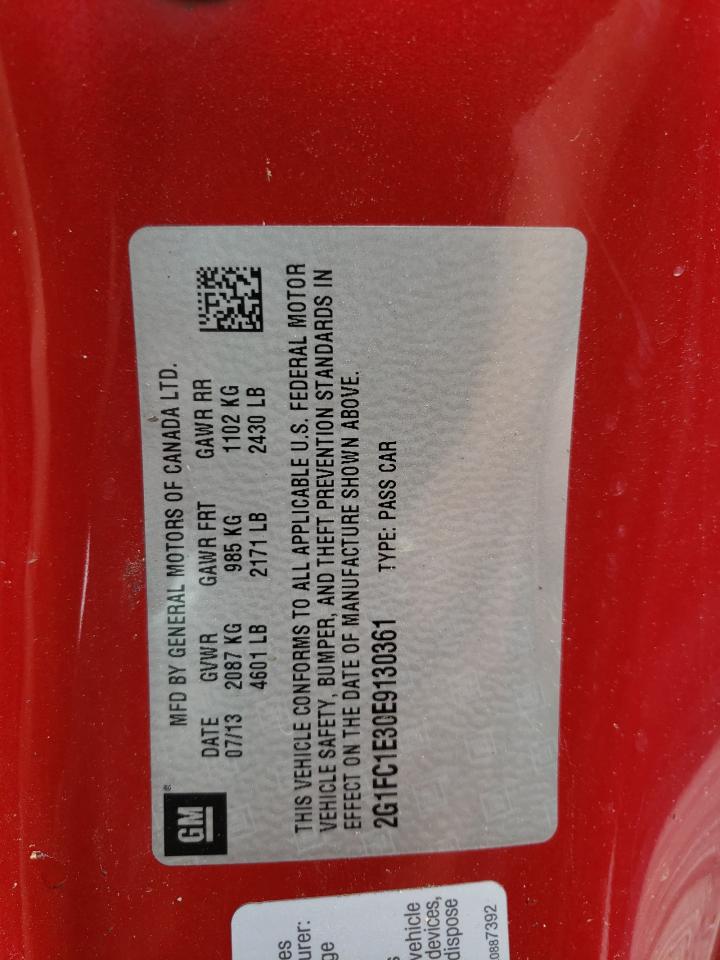 Photo 20 from auction – 2014 CHEVROLET CAMARO LT with VIN 2G1FC1E30E9130361
