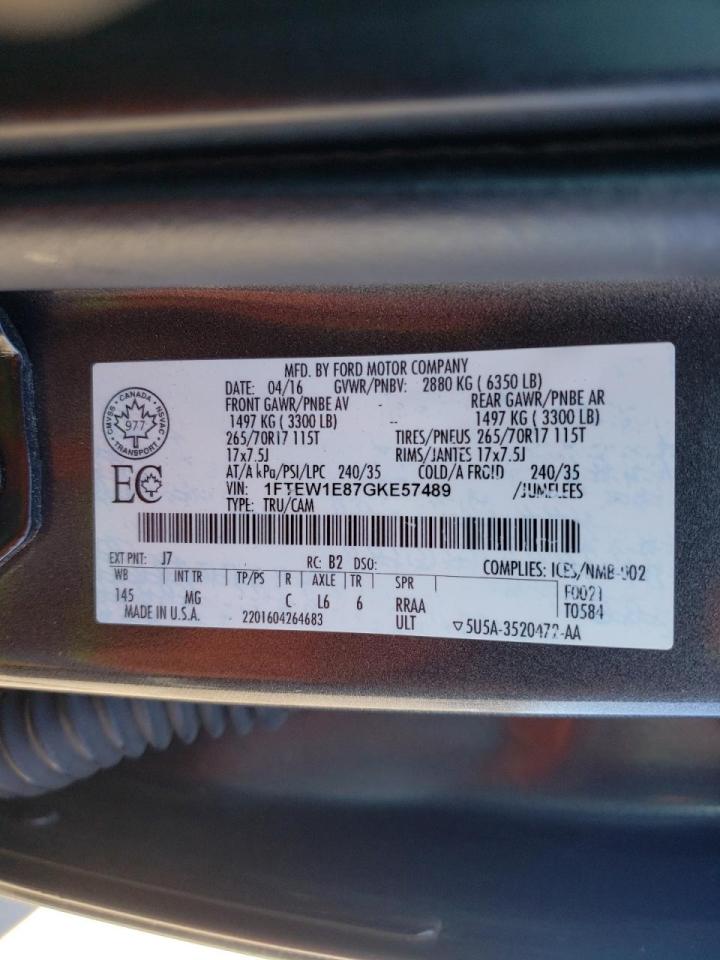 Photo 10 from auction – 2016 FORD F150 SUPER with VIN 1FTEW1E87GKE57489