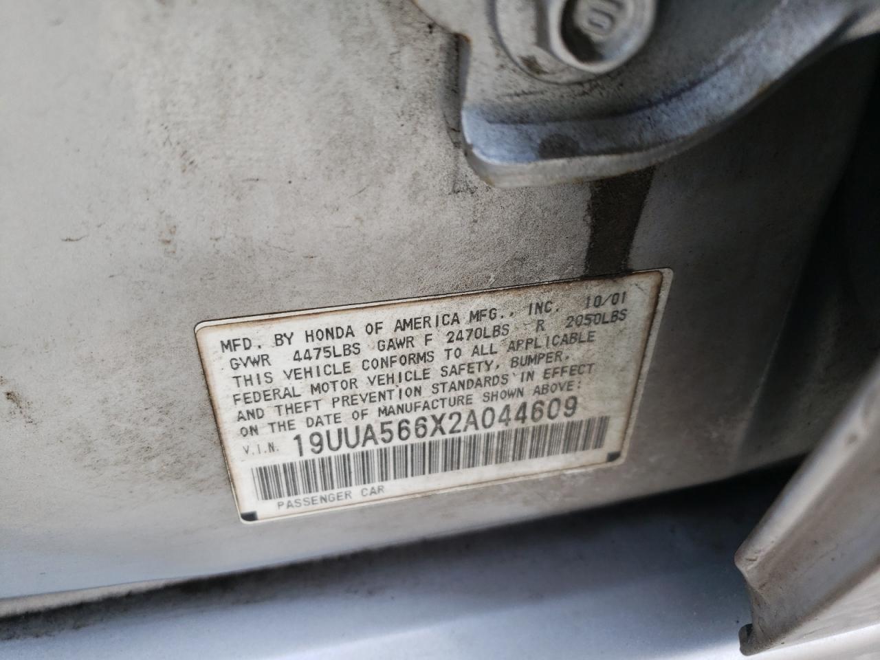 Photo 10 from auction – 2002 ACURA 3.2TL with VIN 19UUA566X2A044609