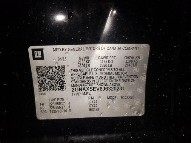 Photo 10 from auction – 2018 CHEVROLET EQUINOX LT with VIN 2GNAXSEV6J6320231