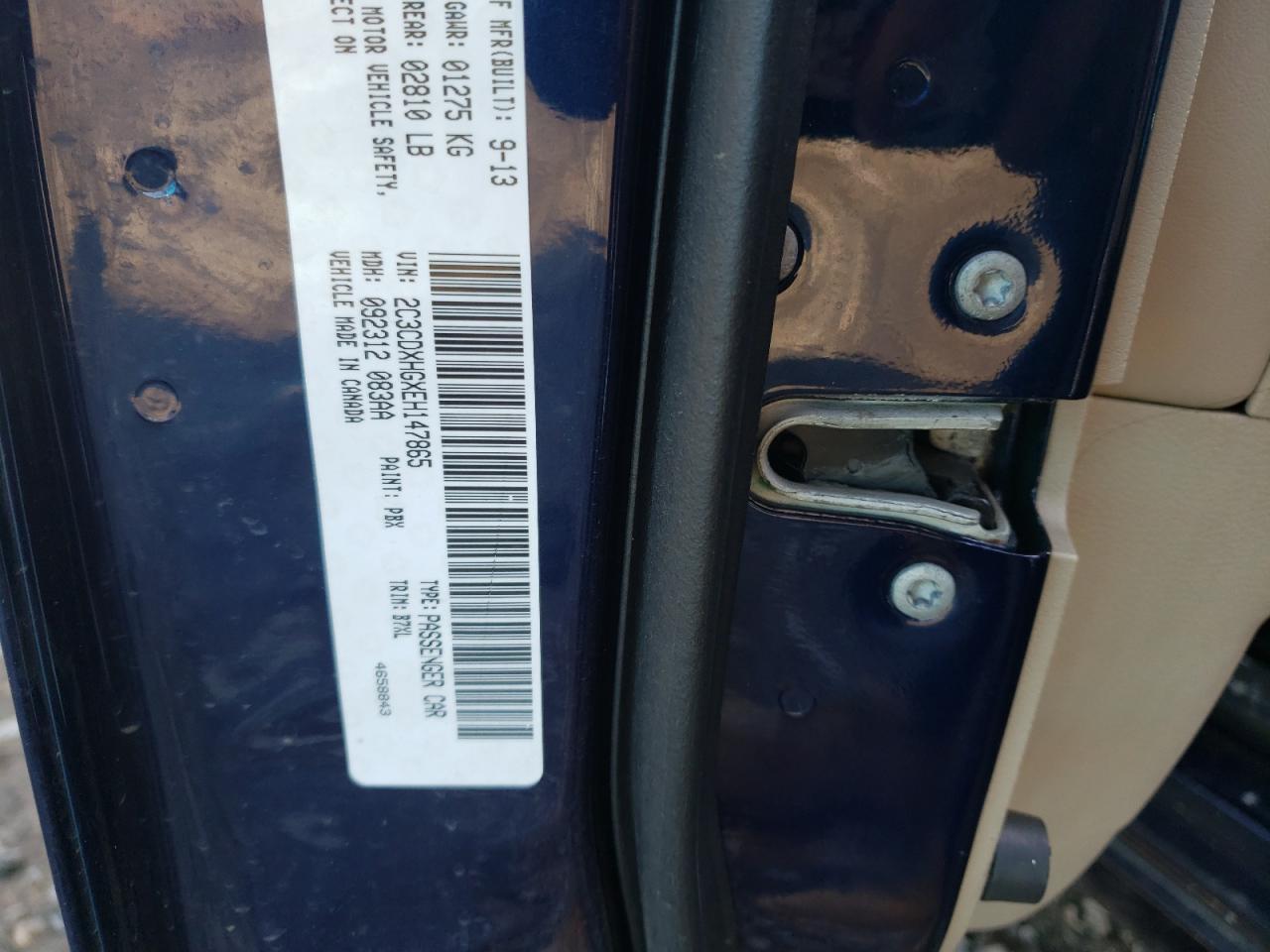 Photo 10 from auction – 2014 DODGE CHARGER SX with VIN 2C3CDXHGXEH147865