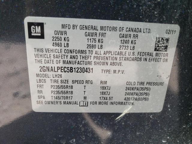 Photo 10 from auction – 2011 CHEVROLET EQUINOX LT with VIN 2GNALPEC5B1230431