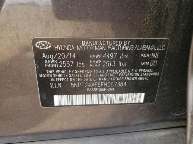 HYUNDAI SONATA SE 2015 with VIN 5NPE24AF6FH067384 - Photo from auction