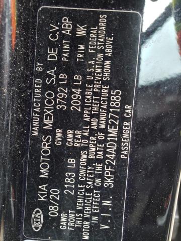 Photo 10 from auction – 2021 KIA FORTE FE with VIN 3KPF24AD1ME271885