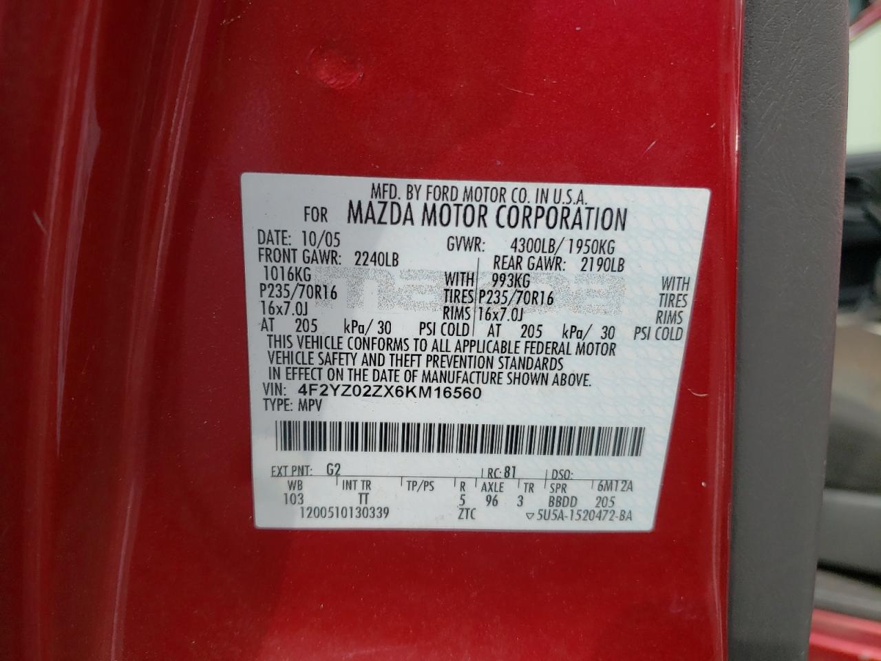 Photo 10 from auction – 2006 MAZDA TRIBUTE I with VIN 4F2YZ02ZX6KM16560
