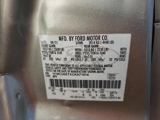 FORD ESCAPE LIM 2012 with VIN 1FMCU0E7XCKA71914 - Photo from auction
