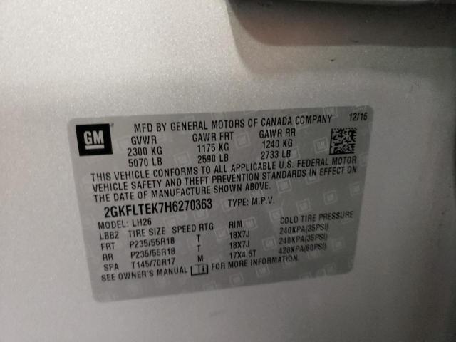 Photo 10 from auction – 2017 GMC TERRAIN SL with VIN 2GKFLTEK7H6270363