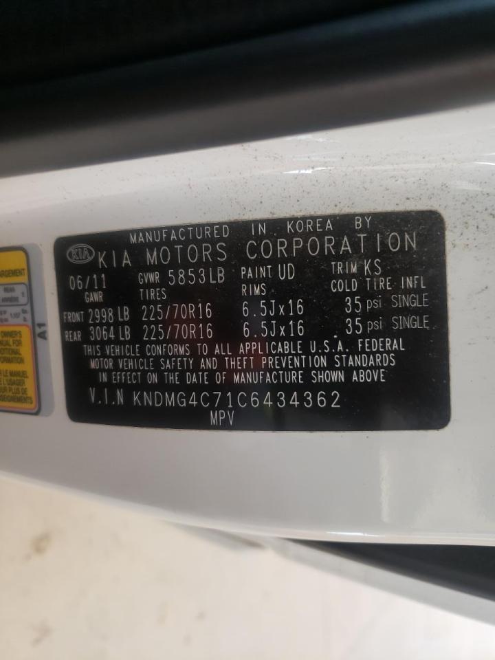 Photo 10 from auction – 2012 KIA SEDONA LX with VIN KNDMG4C71C6434362