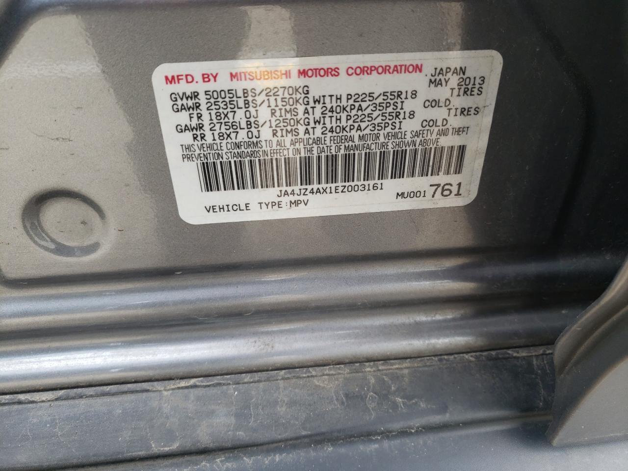 Photo 10 from auction – 2014 MITSUBISHI OUTLANDER with VIN JA4JZ4AX1EZ003161