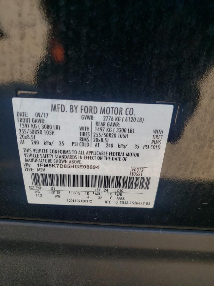Photo 10 from auction – 2017 FORD EXPLORER X with VIN 1FM5K7D85HGE08694
