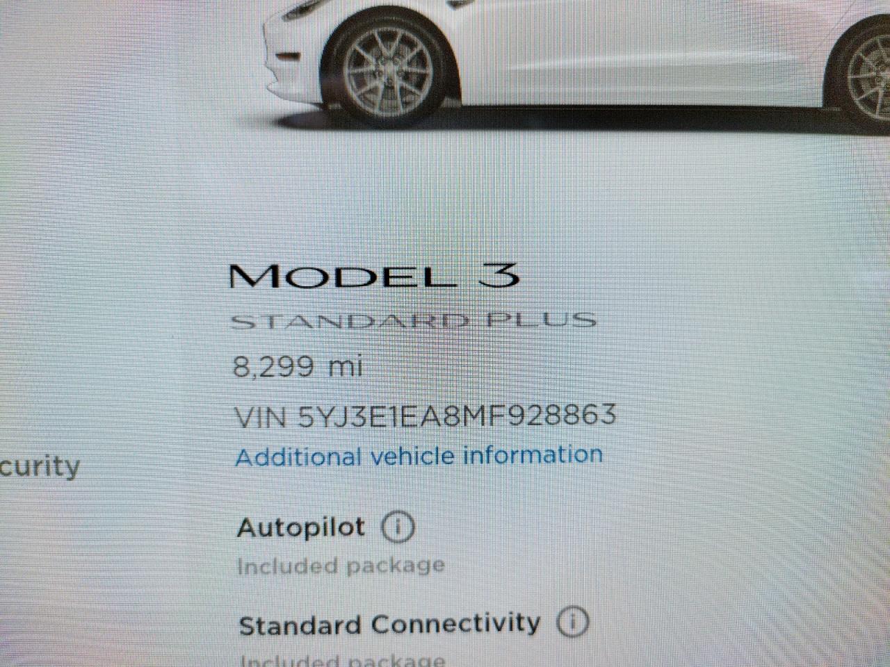 Photo 8 from auction – 2021 TESLA MODEL 3 with VIN 5YJ3E1EA8MF928863