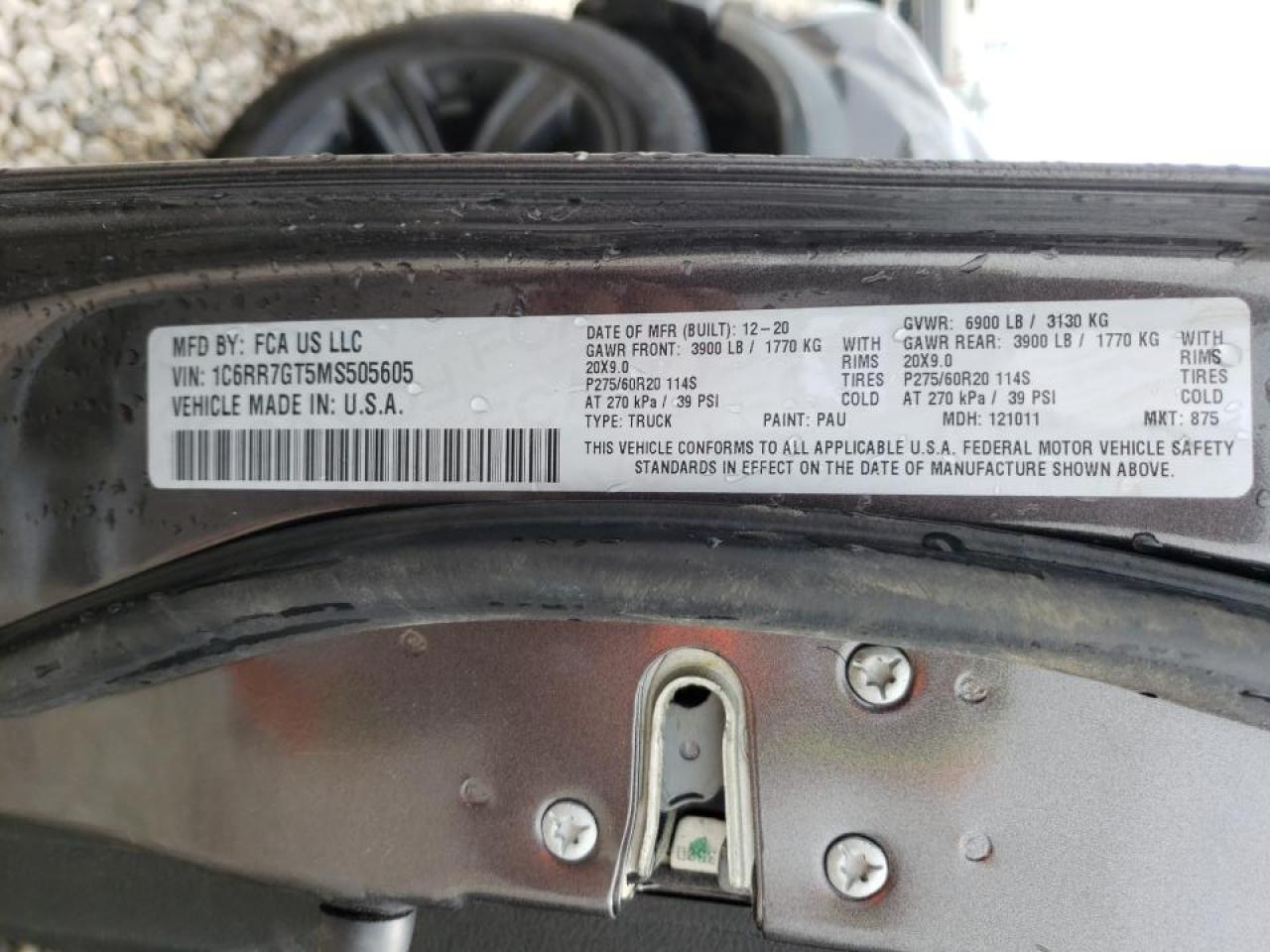 Photo 10 from auction – 2021 RAM 1500 CLASS with VIN 1C6RR7GT5MS505605