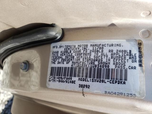 Photo 10 from auction – 2001 TOYOTA CAMRY CE with VIN 4T1BG22K11U034890