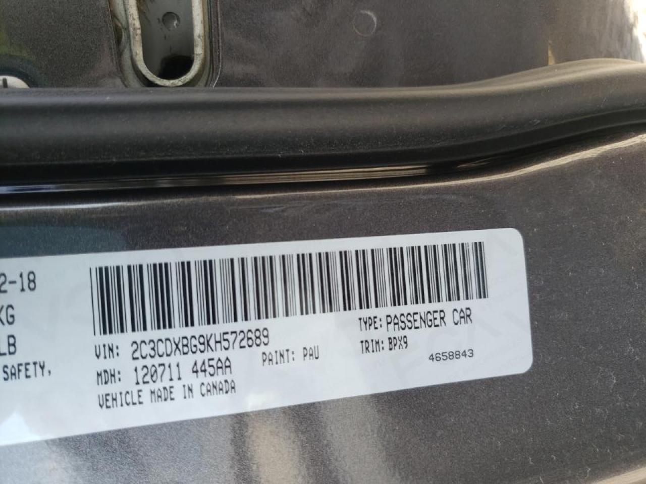 Photo 10 from auction – 2019 DODGE CHARGER SX with VIN 2C3CDXBG9KH572689