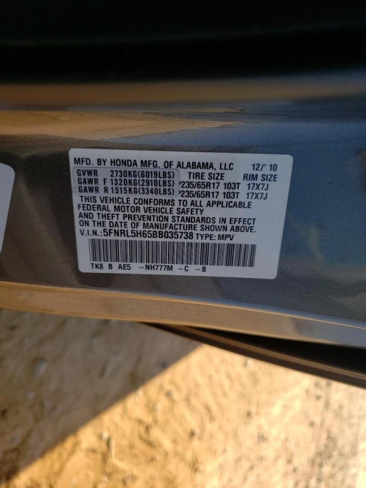 Photo 10 from auction – 2011 HONDA ODYSSEY EX with VIN 5FNRL5H65BB035738