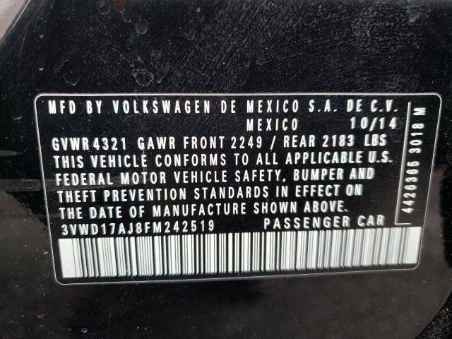 Photo 10 from auction – 2015 VOLKSWAGEN JETTA SE with VIN 3VWD17AJ8FM242519