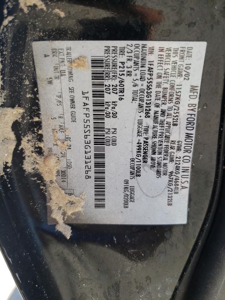 Photo 20 from auction – 2003 FORD TAURUS SES with VIN 1FAFP55S63G131268