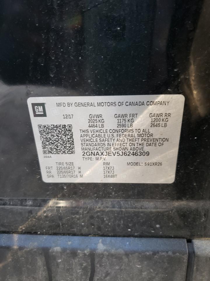 Photo 10 from auction – 2018 CHEVROLET EQUINOX LT with VIN 2GNAXJEV5J6246309