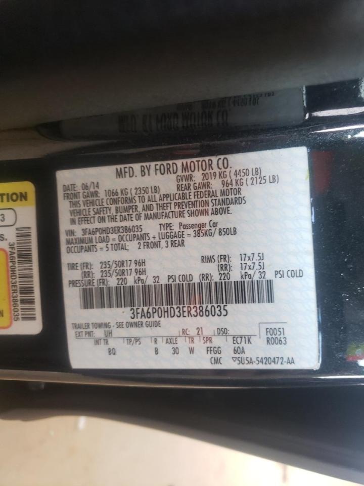 Photo 10 from auction – 2014 FORD FUSION SE with VIN 3FA6P0HD3ER386035