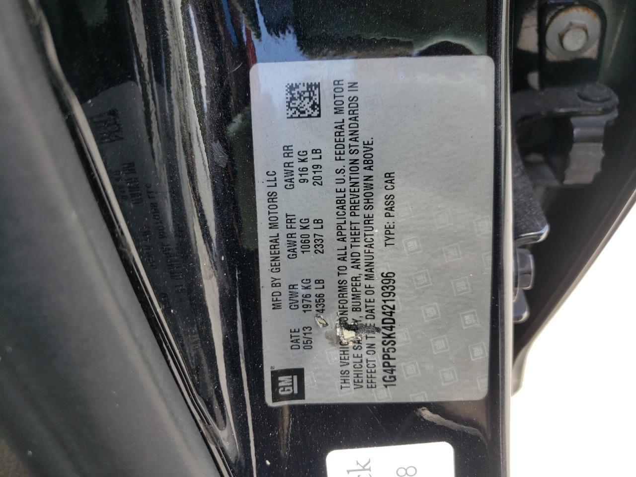 Photo 10 from auction – 2013 BUICK VERANO with VIN 1G4PP5SK4D4219396