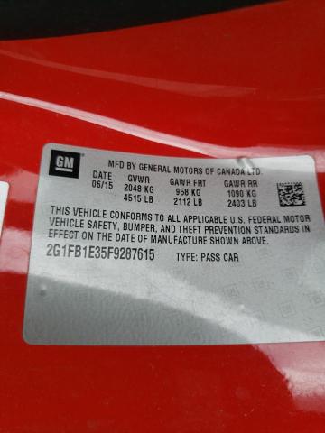 Photo 10 from auction – 2015 CHEVROLET CAMARO LS with VIN 2G1FB1E35F9287615
