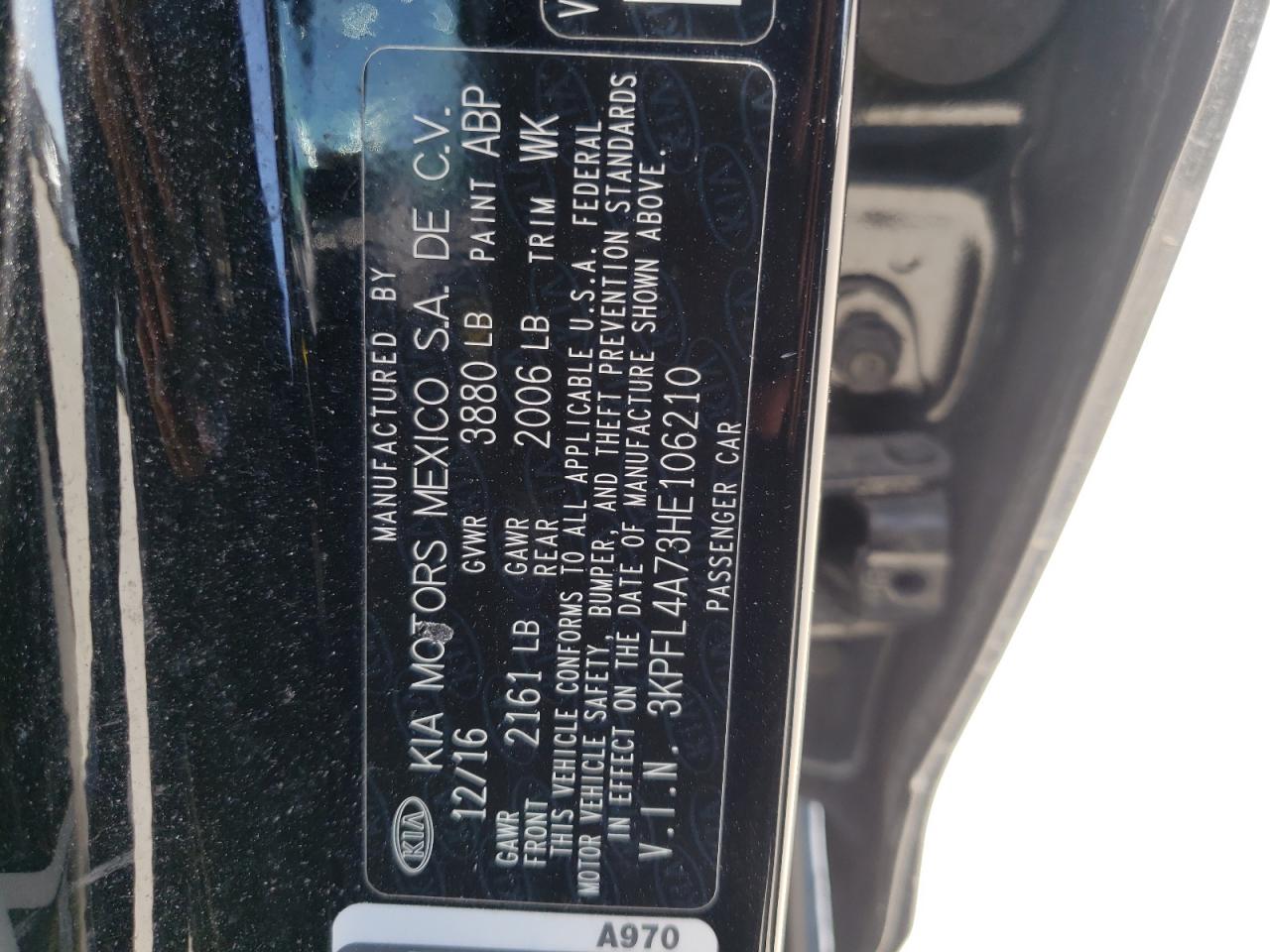 Photo 10 from auction – 2017 KIA FORTE LX with VIN 3KPFL4A73HE106210