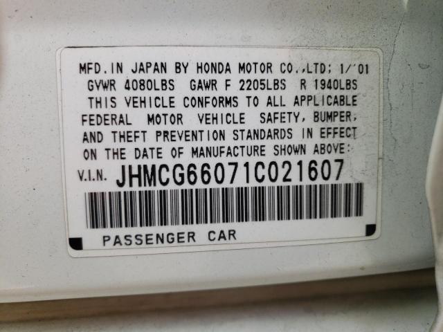 Photo 10 from auction – 2001 HONDA ACCORD EX with VIN JHMCG66071C021607